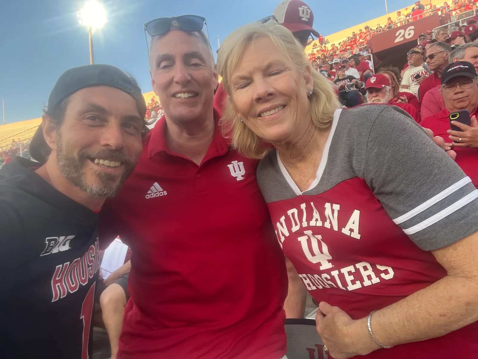Rabbi MG with Indiana supporters in the stadium stands
