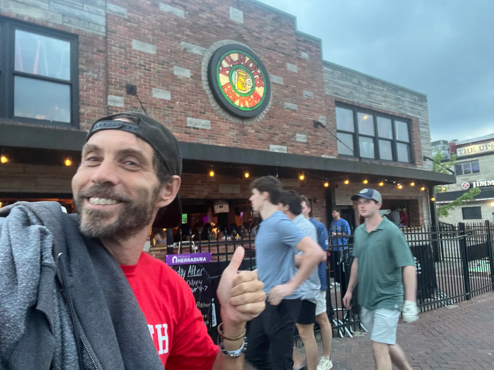 Rabbi MG outside a Bloomington gathering place